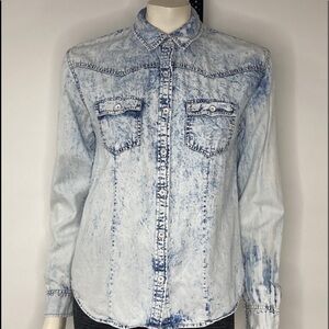 life in progress Western Cut Denim Stone washed Top Sz Small